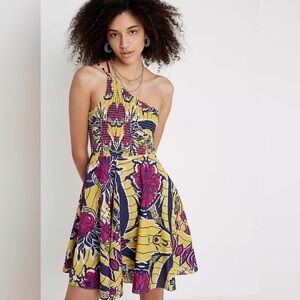 Urban Outfitters Yellow and Pink Floral Mini Dress